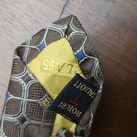 NORDSTROM ROBERT TALBOTT 60" Tie brown Blue Gold - Picture 2 of 3